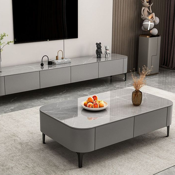 Jmo Light Luxury Tea Table Tempered Glass Tv Cabinet Living Room Small Apartment Home Modern Casual Floor Coffee Table Combination