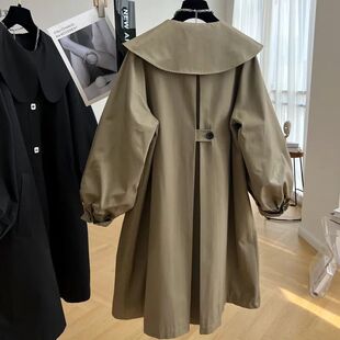 European-made design mid-length trench coat women's spring and autumn fashion age-reducing slimming high-end doll collar coat