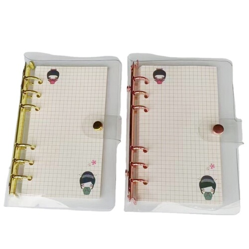 Gold PVC loose-leaf A6 six-hole notepad transparent loose-leaf notebook new travel notebook