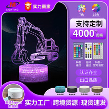 跨境专供货车、挖土机系列3d小夜灯LED视觉立体灯USB台灯