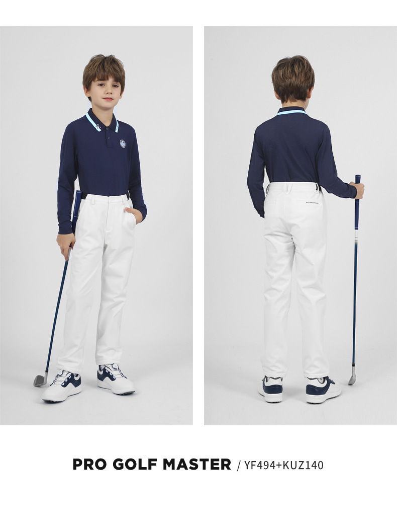 Áo thun dài tay bé trai PGM golf mùa thu, chất liệu co giãn thoải mái — YF494-màu trắng, YF494-Đen, YF494-màu xanh nước biển chi tiết 6