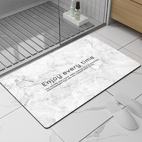 Nordic-style marble pattern diatomaceous earth bath mat, water-absorbent quick-dry, stain-resistant, non-slip foot mat for kitchen