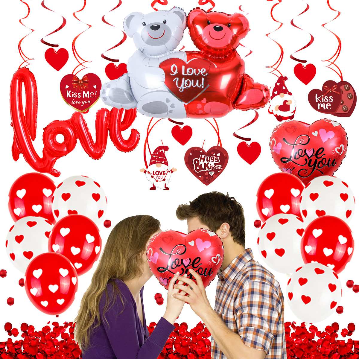Corazón oso de amor conjunto de balloon decoración de la casa de bodas enano artículos de San Valentín decoración de la fiesta