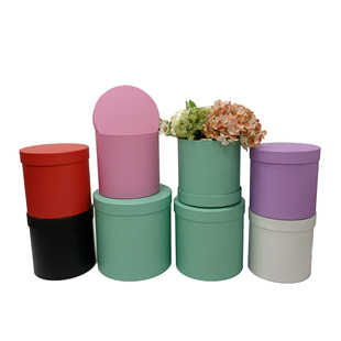 Aolipai Basic Pure Color Round Set of Three Hug Buckets Flower Gift Box Flower Box Round Bucket Box