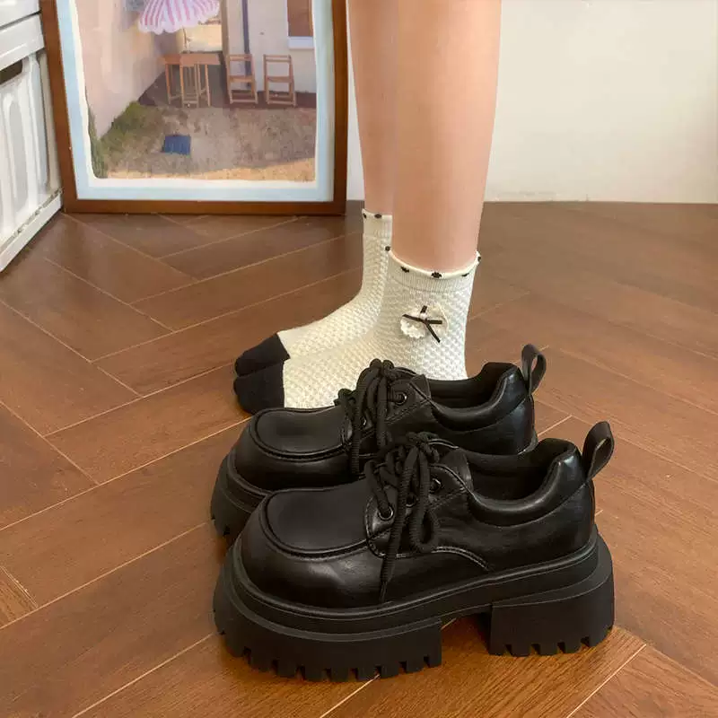 Черные лоферы Мэри Джейн для женщин, весна 2025, новые женские туфли на толстой подошве, британский стиль, маленькие кожаные туфли