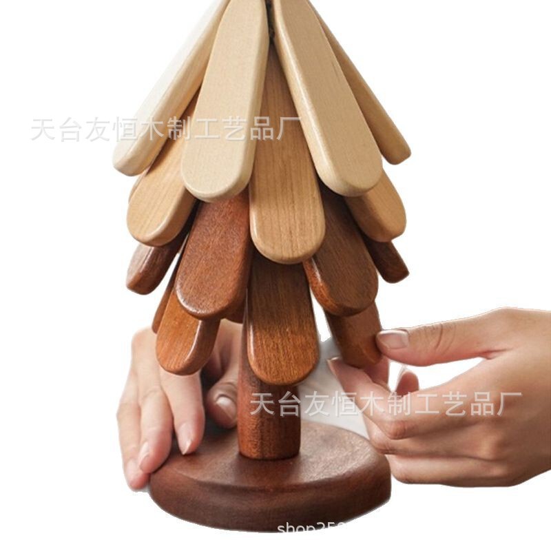 一棵树隔热垫防烫耐热实木可折叠隔热垫圣诞树创意餐桌垫餐垫摆件|undefined