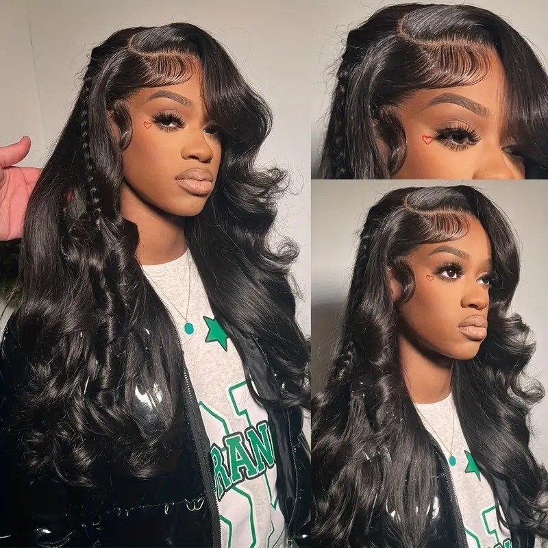 Hand-Woven Black Long Curly Wig Amazon 34 36 Inches 136 Bundles Body Wave Lace Front Wig