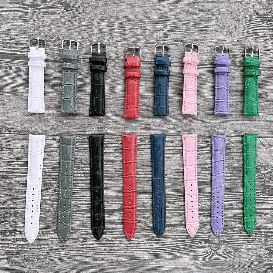 Reemplazo de reloj correa de cuero correa de reloj de cuero pu de gama alta accesorios correa de reloj de bambú rojo blanco 12 14 16