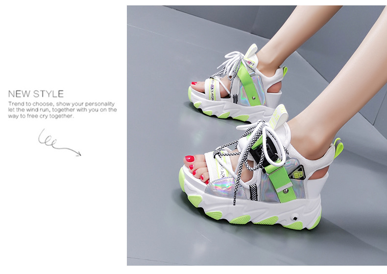 Damenschuhe 2024 Sommer Plateauriemen Low Top PU Plateausohle Fischmaul Colorblock Lässige Sandalen mit Keilabsatz_voghion.com
