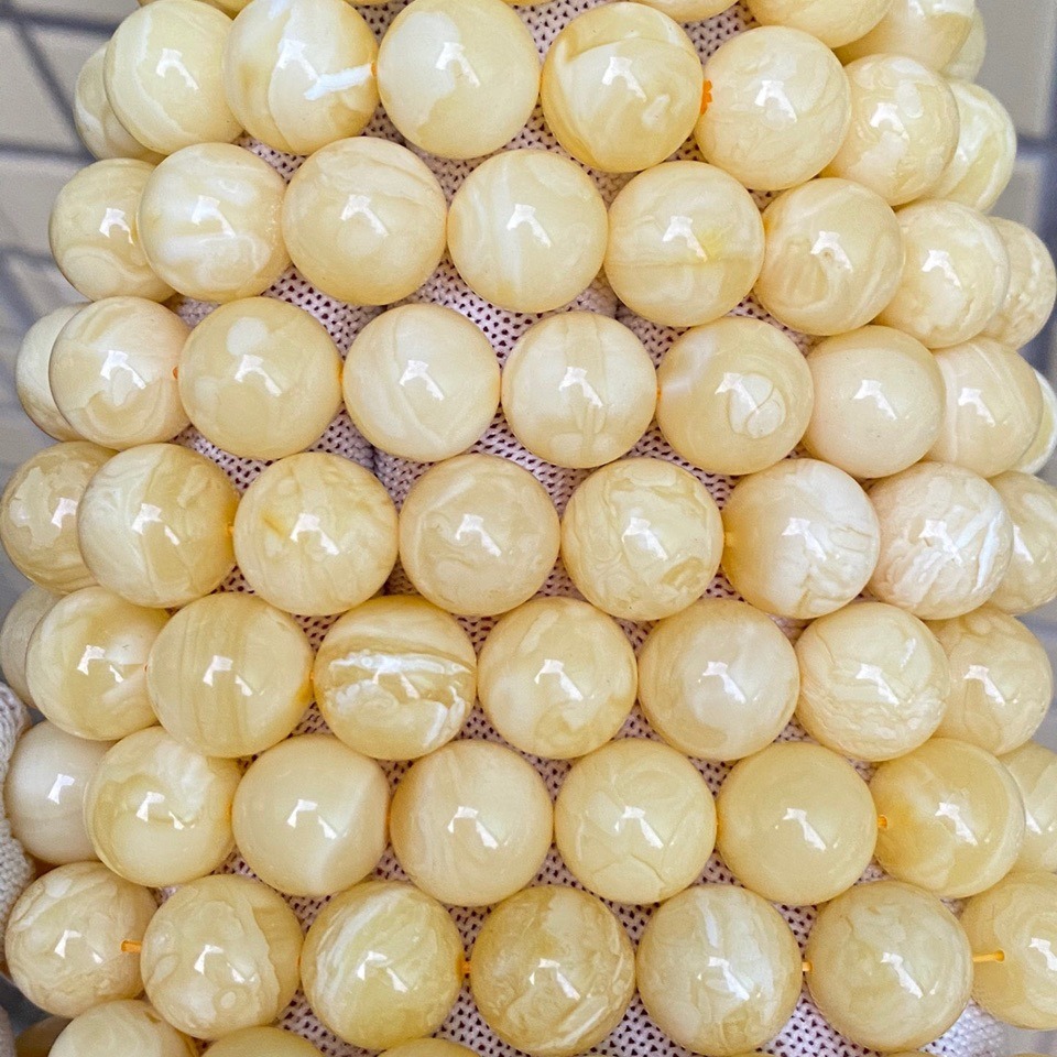 厂家直营 原矿俄罗斯蜜蜡 满蜡白花蜡 蜜蜡手串 蜡质浓郁琥珀手串