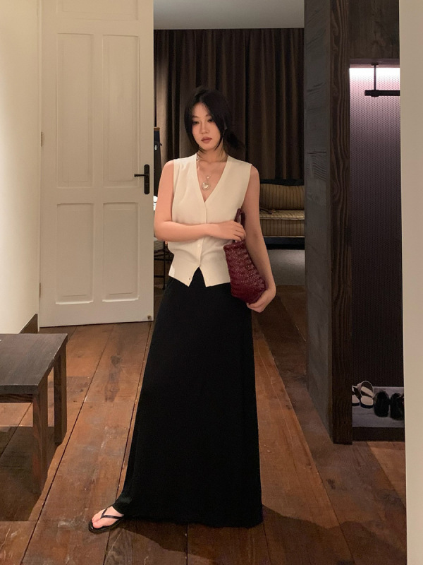 FOX ROOM 双层垂感A字半身裙2025秋季新款莱赛尔百搭显瘦长裙Y108|undefined