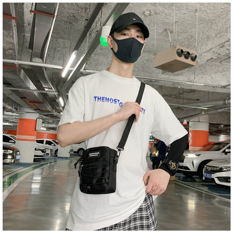 67g Weight Zipper Closure Type Single Shoulder Strap Strap Type Crossbody Bag Bags Type Nylon Material Letter Pattern Streetwear Style Square Shape Khaki, Light Grey, White, Black Color Small Size Small Nylon Letter Streetwear Square Zipper Crossbody Bag 8