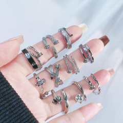 高級感釘子微鑲鋯石開口戒指女輕奢小眾ins冷淡風時尚百搭指環潮