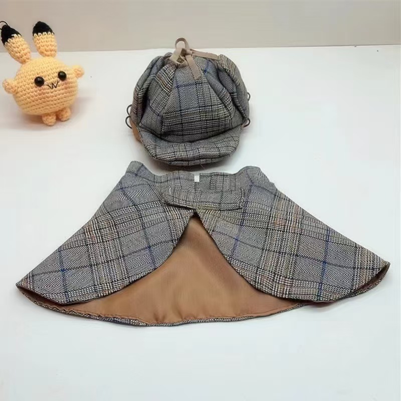 宠物探险福尔摩斯斗篷侦探帽子斗篷套装宠物帅气酷装泰迪比熊变身|undefined