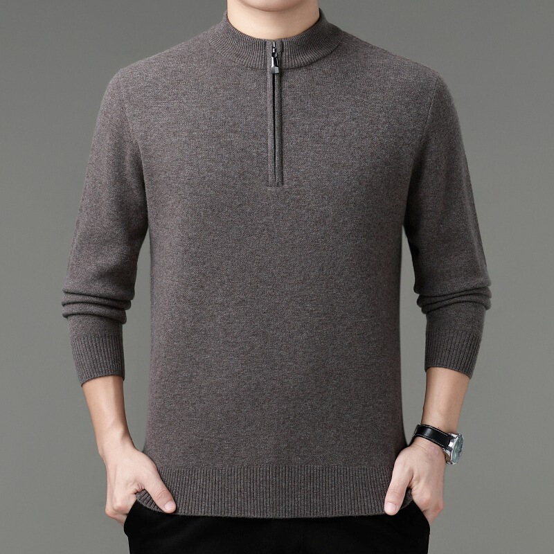 Authentic Brand 2025 Winter New Versatile Men's Cashmere Sweater Half-Turtleneck Thickened Knitted Base Sweater