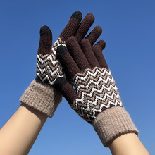 冬季手套触屏毛线针织男士保暖手套骑行防寒加厚加绒时尚骑车