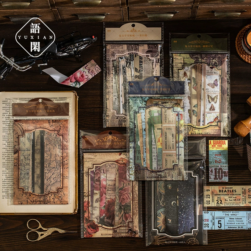 Язык простоя Ретро лет серии полосы стикер пакет Вселенная бабочка ручной счет материал украшения вставить 40 в 6