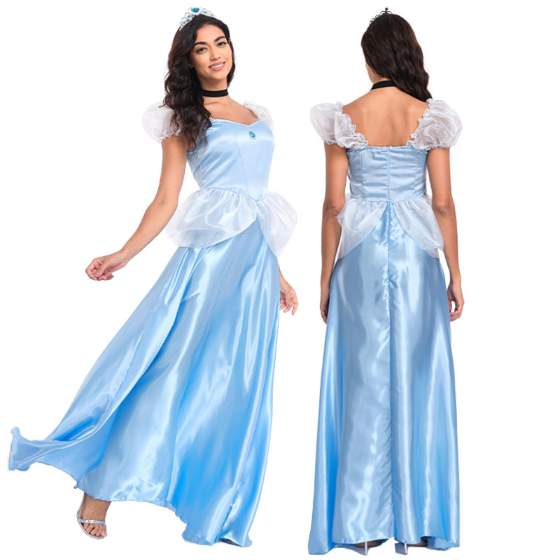 白雪公主cos裙贝尔灰姑娘cos裙冰雪睡美人裙万圣节服装演出服长裙