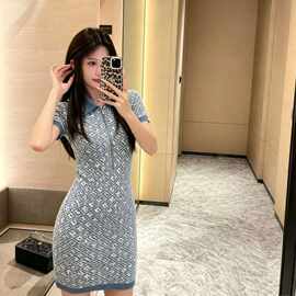 南油高定2026春秋季新品轻奢名媛千金风时髦小众针织连衣裙女短袖