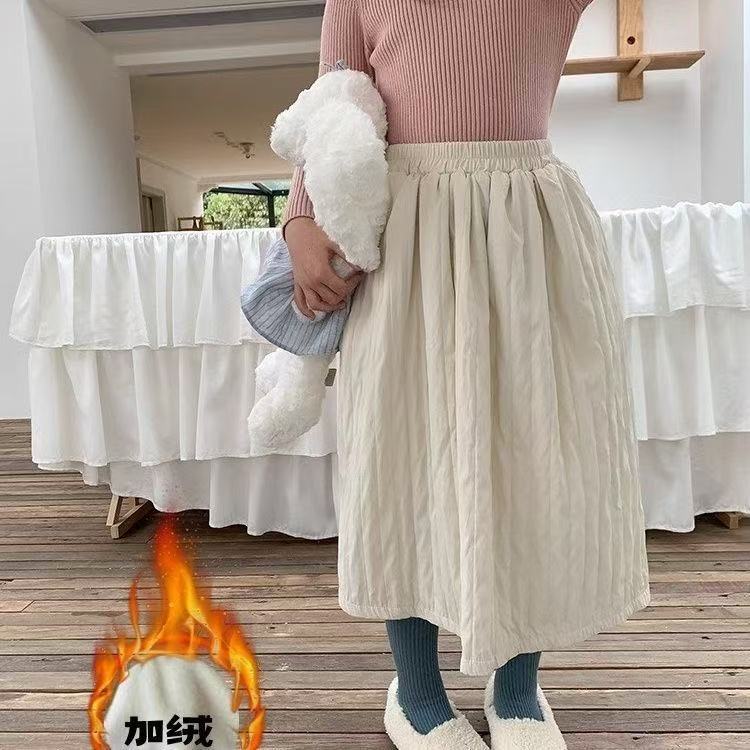Vesta infantil de invierno para niños y niñas, estilo coreano de mezcla de mezcla de doble cinturón grueso, falda media larga
