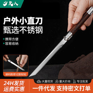 Stainless steel small straight knife portable, sharp, high hardness outdoor camping kitchen peeling multi-functional fruit knife