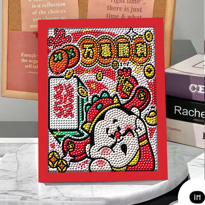 Pintura de diamante DIY con marco de fotos para enviar lleno de diamantes y pintura de diamantes para hacer pintura al óleo de dibujos animados educativos para niños 2024 ladrillo pegajoso y diamantes brillantes