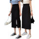 Pear-shaped A- line skirt women's summer thin plus size chubby girl slimming mid-length split suit skirt