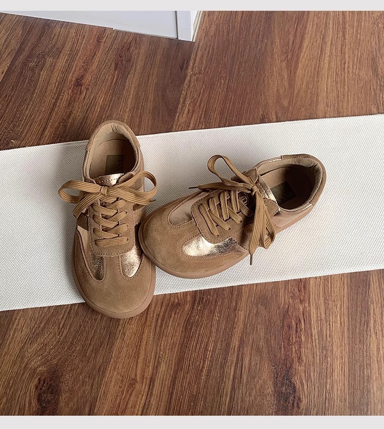 Scarpe da ginnastica tedesche retrò in pelle opaca color oro da donna, suola morbida, scarpe sportive casual, abbinate ai colori, con lacci, scarpe Forrest Gump_voghion.com