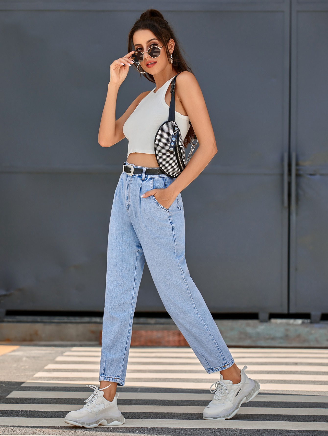 women s high-waist slim straight-leg jeans nihaostyles clothing wholesale NSJM79774