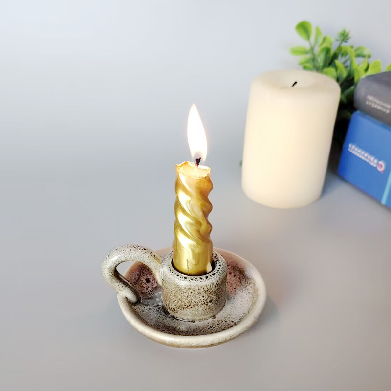 北欧ins窑变小号陶瓷烛台工艺品摆件 客厅餐桌蜡烛台家居软装饰品