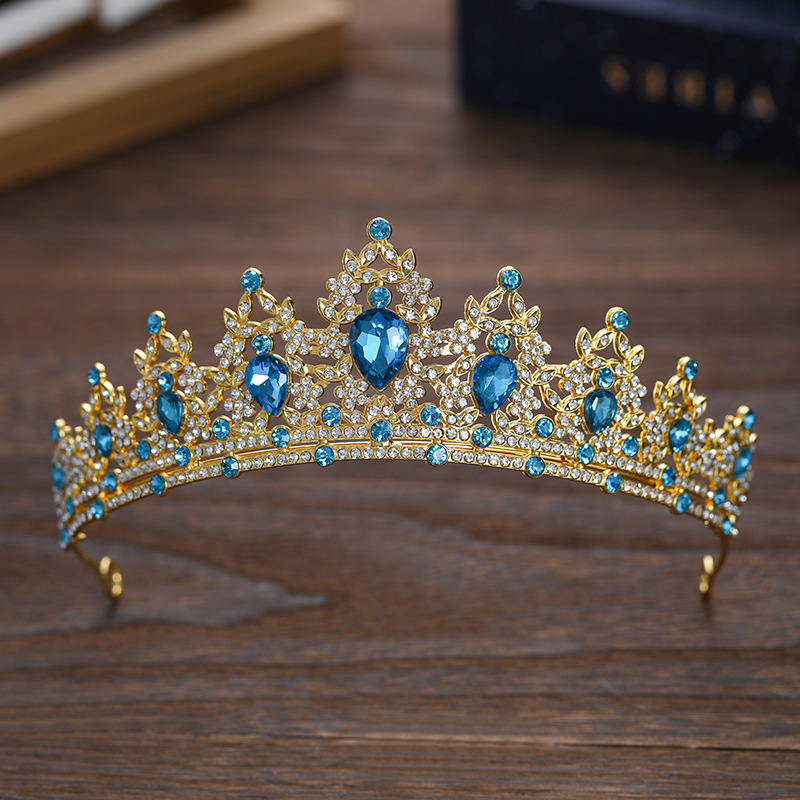 Corona de novia europea y americana color transfronteriza diamante banda de pelo barroco aleación corona vestido de boda accesorios para el cabello