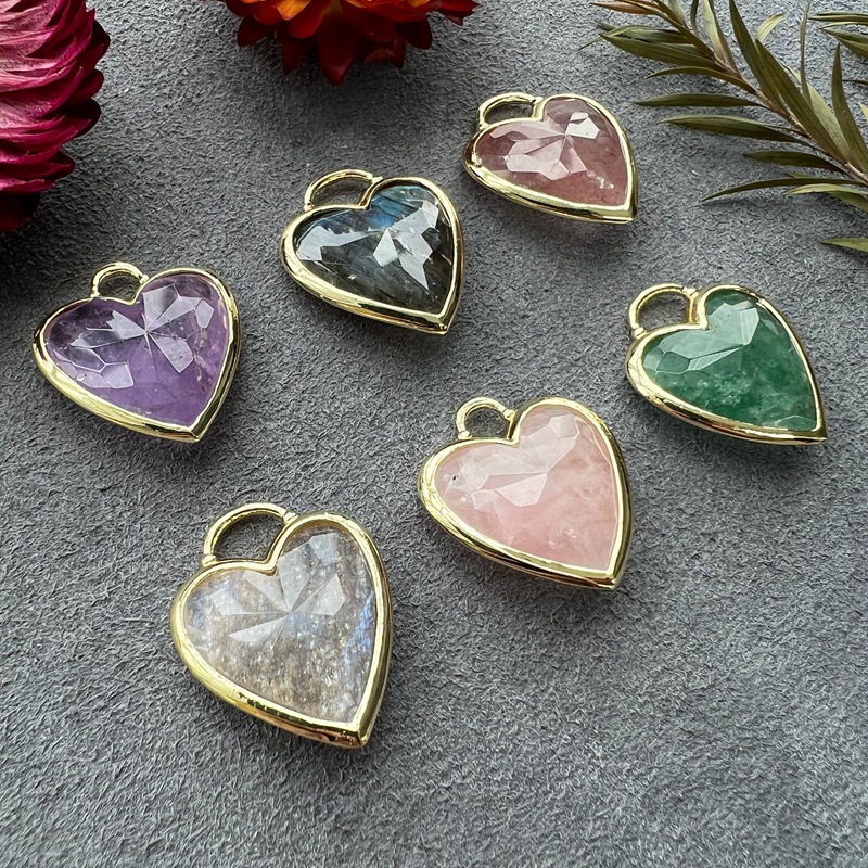 Novelty Heart Shape Natural Stone Wholesale Charms display picture 2
