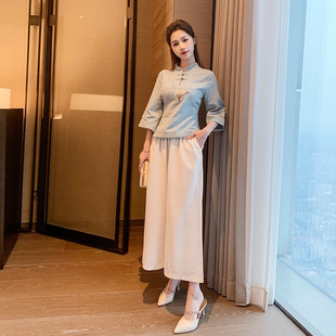Foot Massage Technician Work Clothes Two-Piece Set for Women Improved Chinese Suit 2025 New Massage Therapist Ear Picking Work Clothes