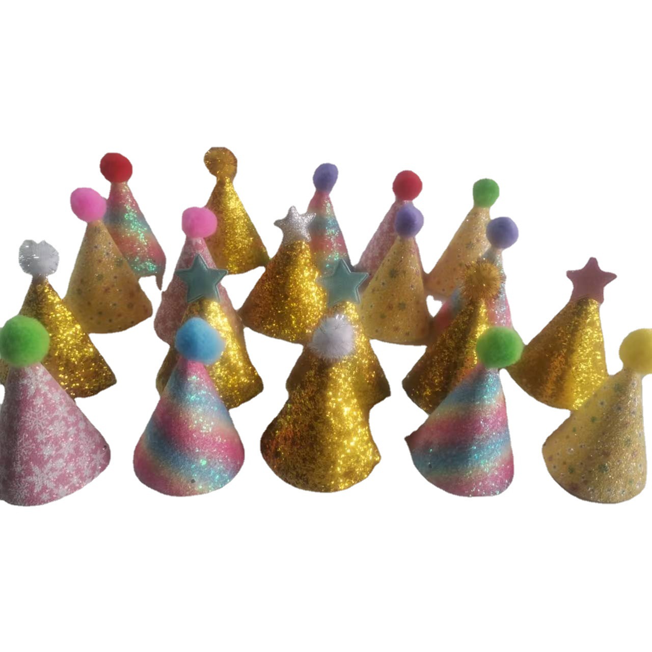 Fabricantes en línea al por mayor bebés cumpleaños adultos cumpleaños sombreros de polvo de oro pastel sombreros decorativos