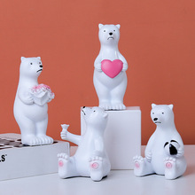 新款创意可爱北极熊树脂摆件家居客厅装饰摆设拍照道具送儿童礼物