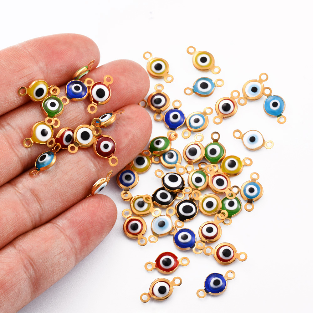 30g Weight PVD Coated Gold Plating Process 1 Piece 304 Stainless Steel PVD Coated Devil's Eye Eye Eye Beads DIY Jewelry Accessories Bracelets