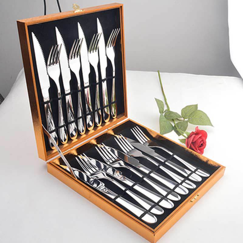 Thickened Stainless Steel Steak Western Tableware Set Knife and Fork Gift Box Knife and Fork Western European Steak Knife and Fork Home Set