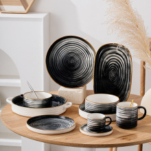 定制陶瓷窑变烤盘汤碗咖啡杯蝶酒店餐具套装欧美跨境出口批发