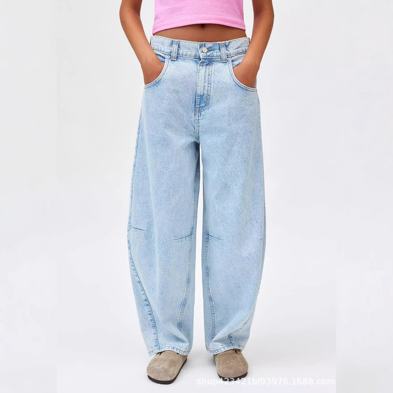 Custom Women's Jeans 25 New Low-Waist Denim Banana Pants Light Color Versatile Denim Banana Pants for Women