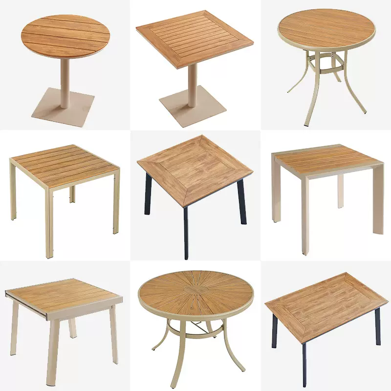 户外塑木桌椅别墅休闲奶茶店桌室外庭院花园咖啡厅防水防腐木长桌