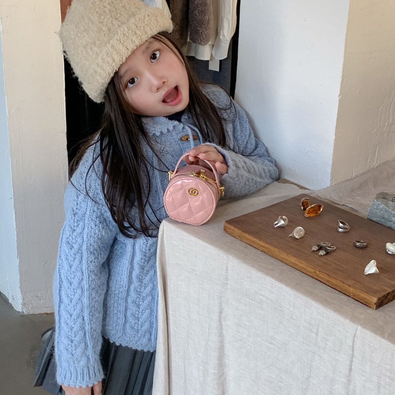 Bolsa de hombro para bebés de color sólido de moda diamante exquisita mini bolsas redondas para niños y niñas 2026 nuevos accesorios para niños