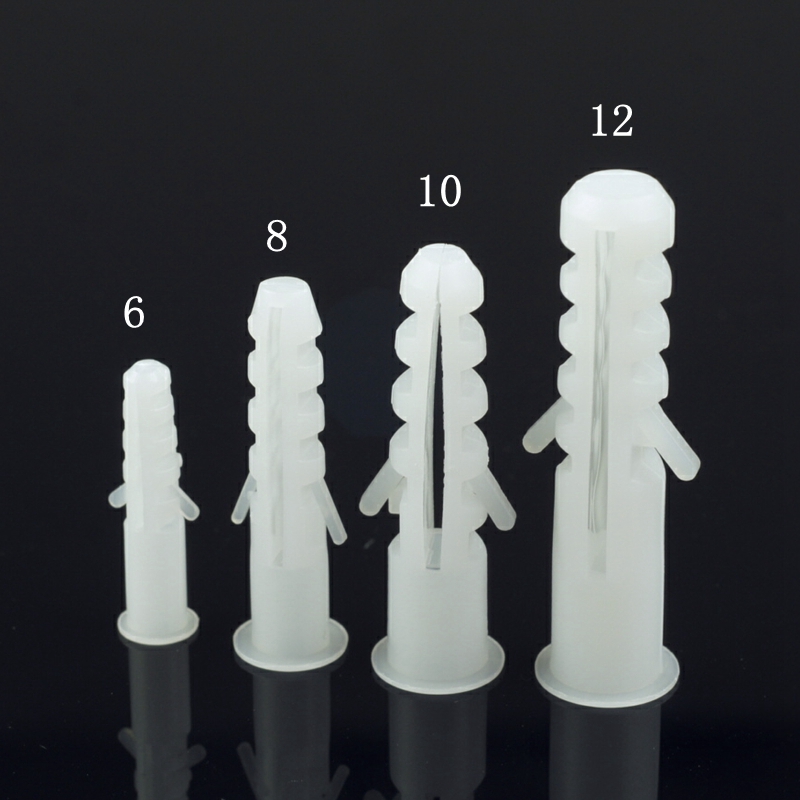 Tubo de expansión blanco/tornillo de expansión de plástico tapón de goma de expansión 6MM 8MM 10MM 12MM 1000 piezas/paquete image 3