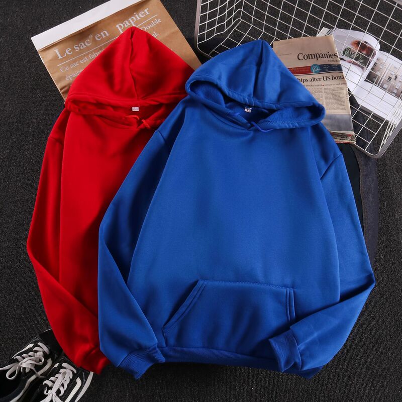 2026 Southeast Asia Autumn and Winter Fleece-Lined Plain Long-Sleeve Solid Color Loose-Fit Student Pullover Hoodie Unisex Sweatshirt