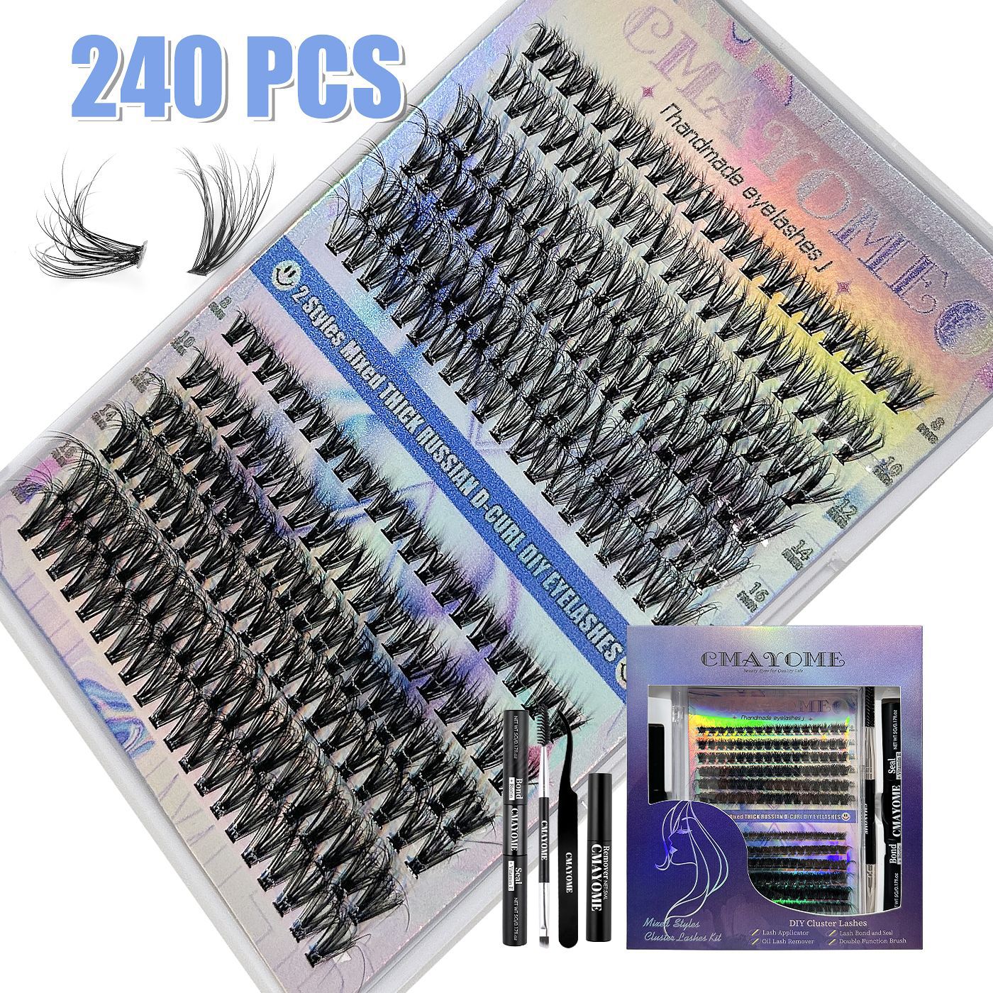 Amazon estilo caliente conjunto de pestañas postizas segmentadas europeas y americanas de un solo grupo de pestañas de injerto de cabello de gran capacidad natural al por mayor