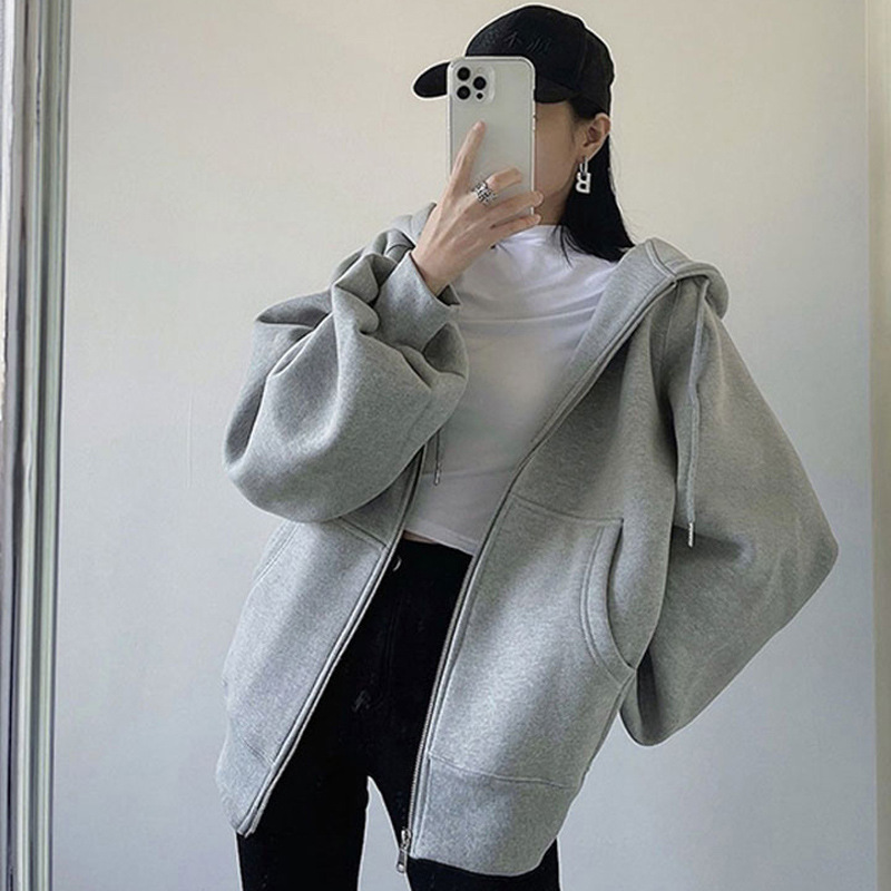 2026 New Thin Hooded Zipper Jacket for Men and Women, Autumn Loose Casual Gray Sweatshirt, Simple Top