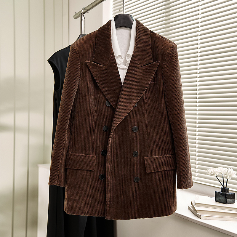 Kh*Ite 2026 Spring and Autumn New Corduroy Blazer for Women with Unique Design Casual Suit Women's Clothing