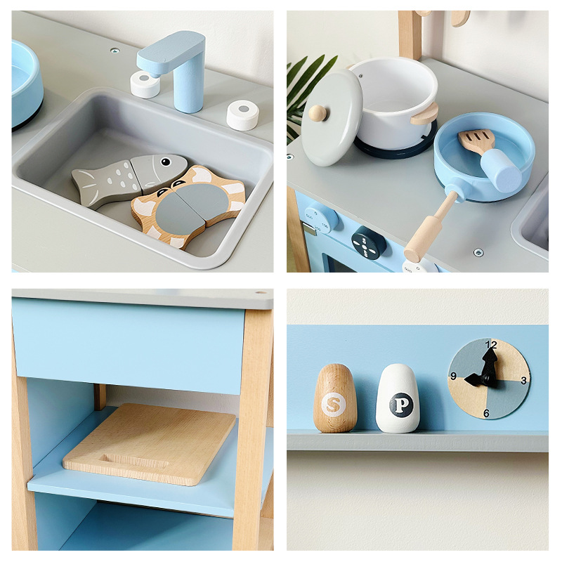 Nuevo niño de madera simulación mini cocina bebé juego de cocina simulación de cocina juguetes venta directa de fábrica