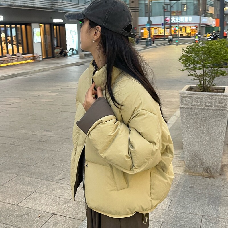 羽绒棉服女冬季2025年新款韩版撞色小个子棉衣面包服短款棉袄外套|undefined