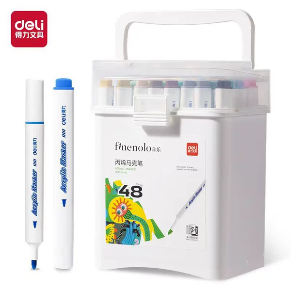 Deli HM331-48_PP barrel triangular pole acrylic marker pen (mixed) (48 colors/barrel)