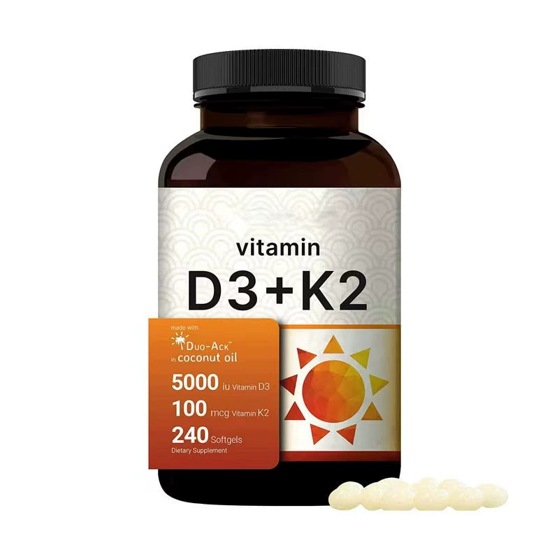 Популярные продажи витамин D3+K2 капсулы витамин D3+K2капсулы через границу 60 капсул/бутылка